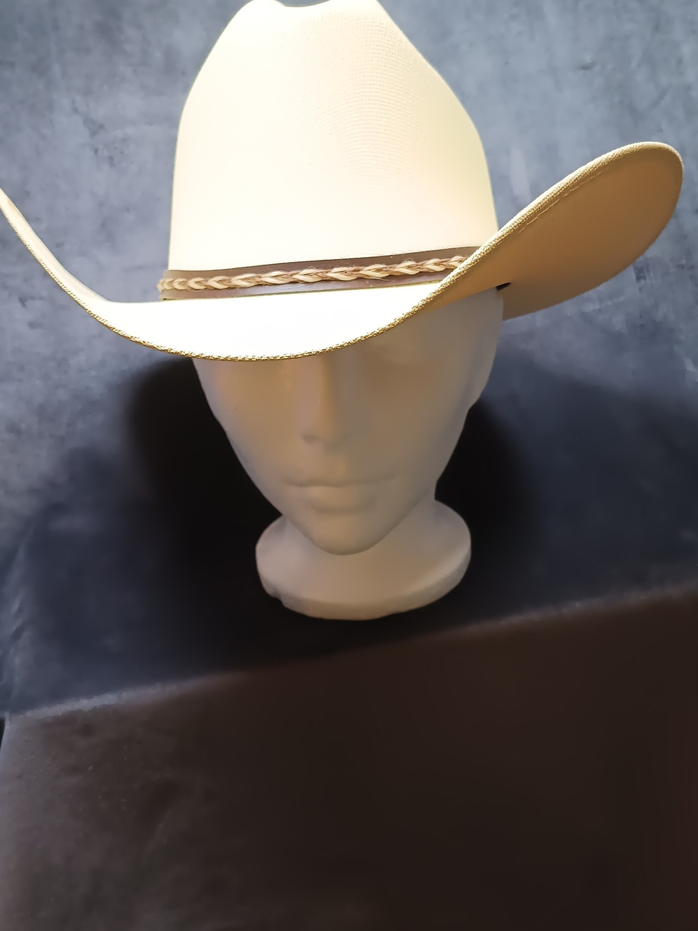 Men's Cream Cowboy Hat with Braided Trim